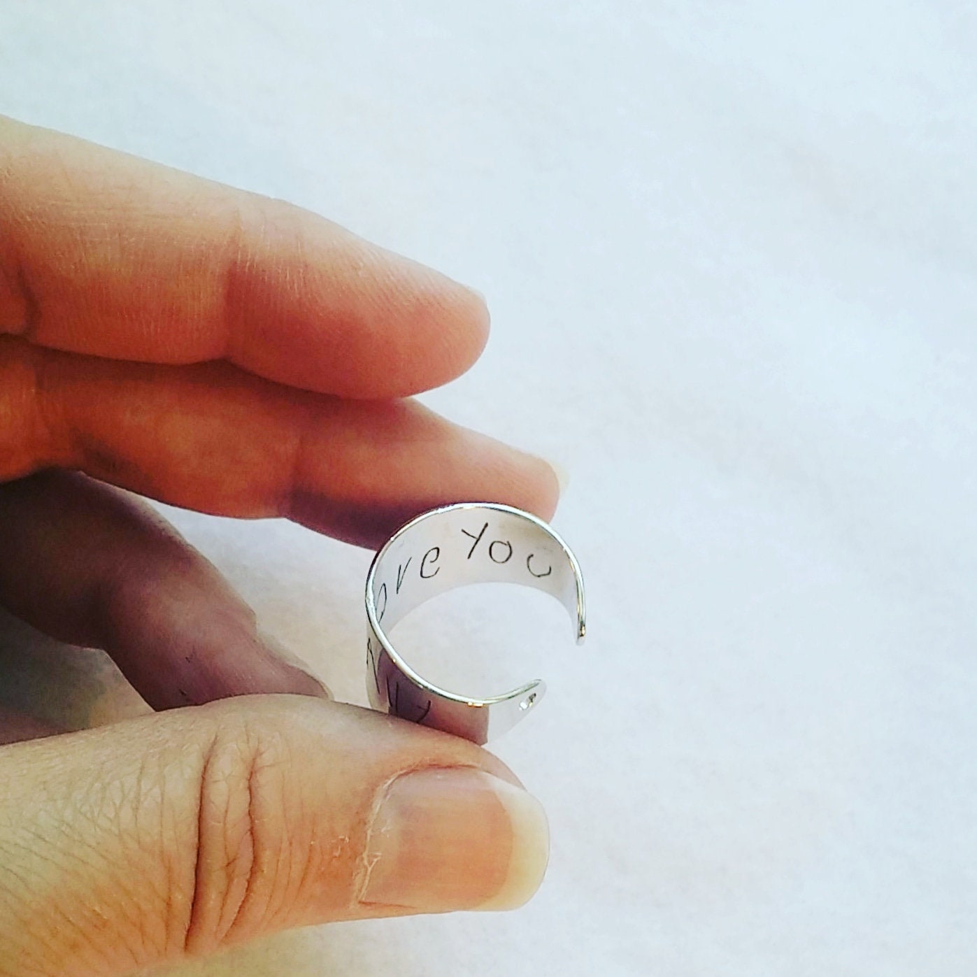 Actual Handwriting ring, engraved on silver/gold/rose gold band