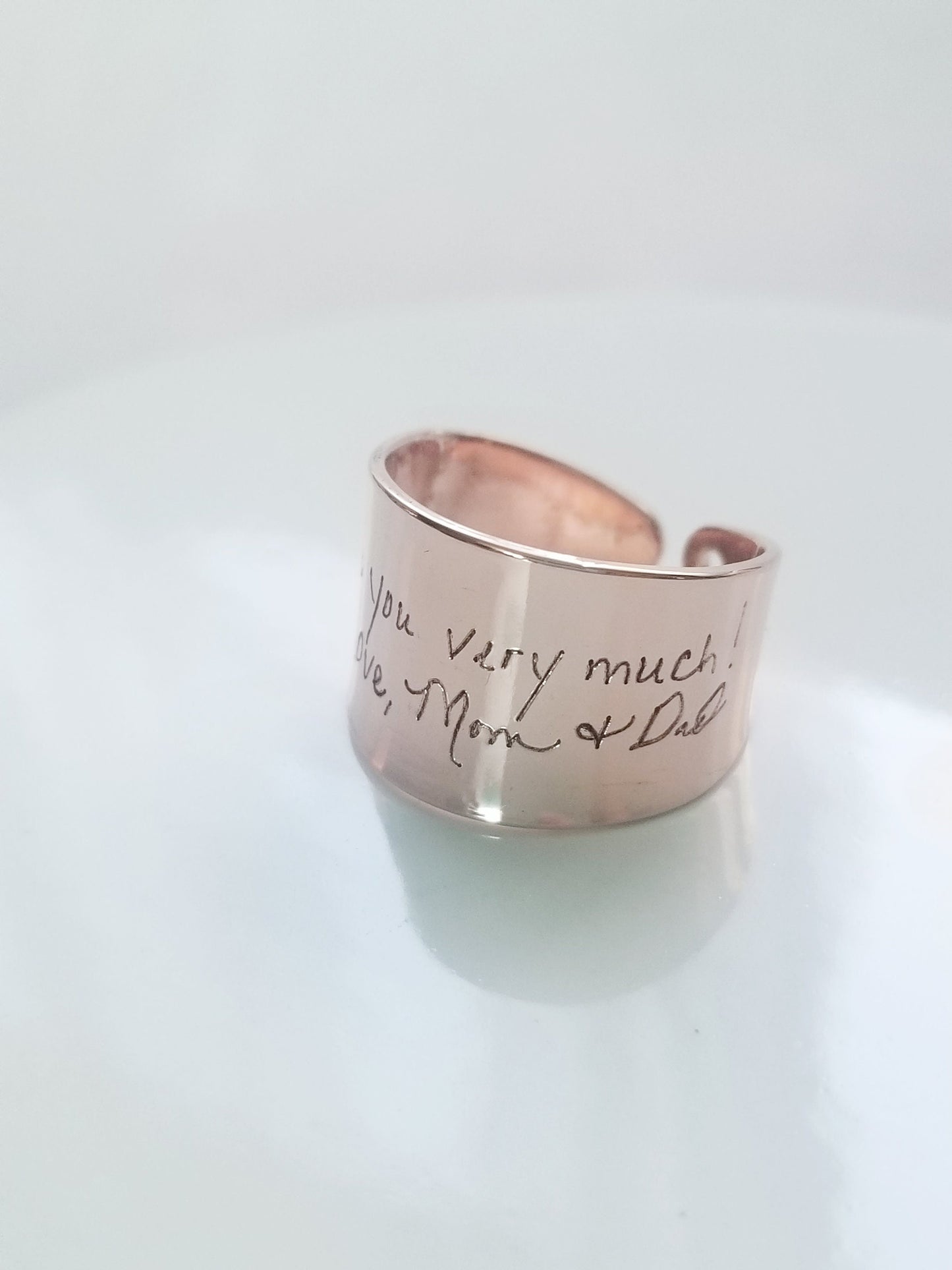 Actual handwriting ring, custom handwritten ring, engraved signature, adjustable name ring
