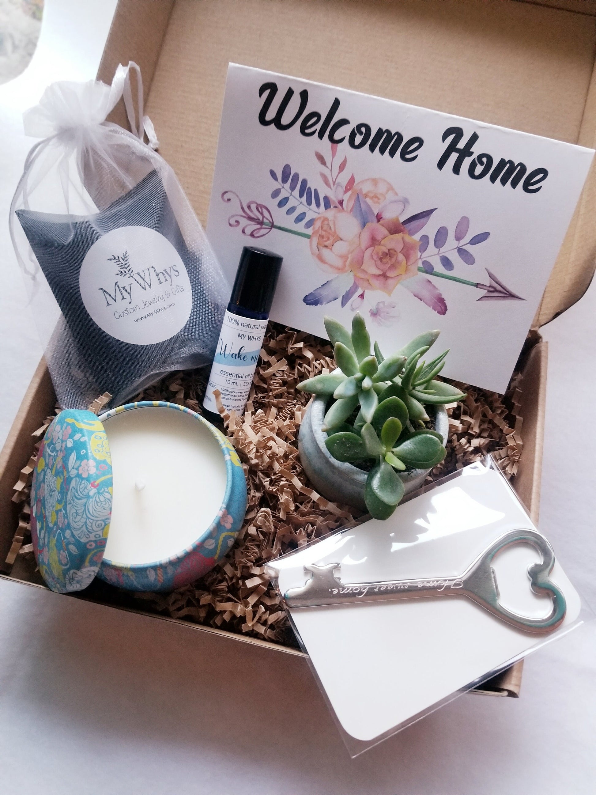 custom succulent gift New Home gift set. Sending a Housewarming, new homeowner gift basket – My-Whys