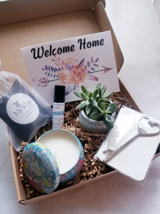 New Home gift set. Sending a Housewarming, new homeowner gift basket