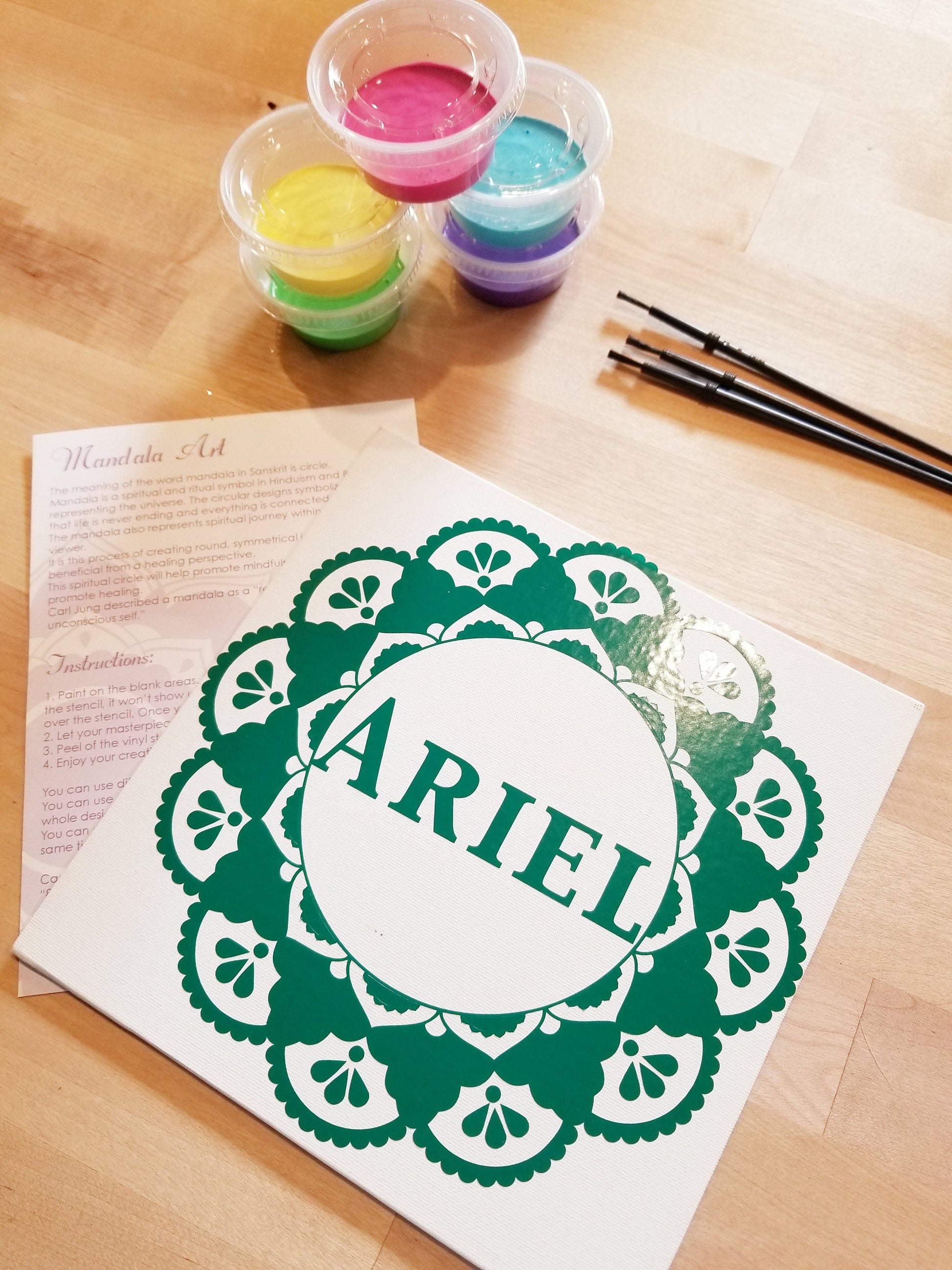 Mandala art kit, personalized name on DIY Gift, do it yourself paint k –  My-Whys