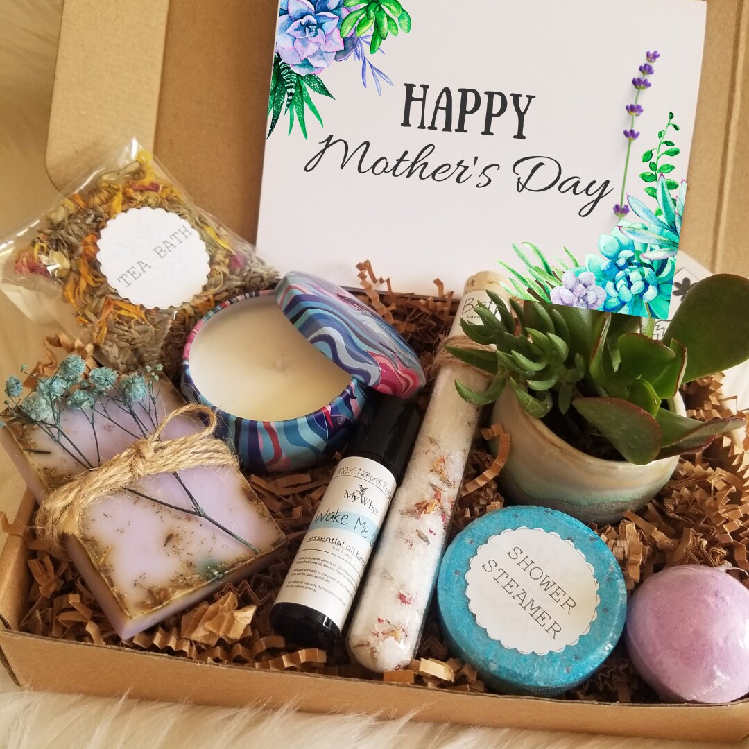 Set de regalo del día de la madre, caja de regalo de spa para mamá, regalo de la abuela, enviar un regalo a mamá, paquete de cuidado, regalo suculento, cesta de regalo del día de la madre feliz.