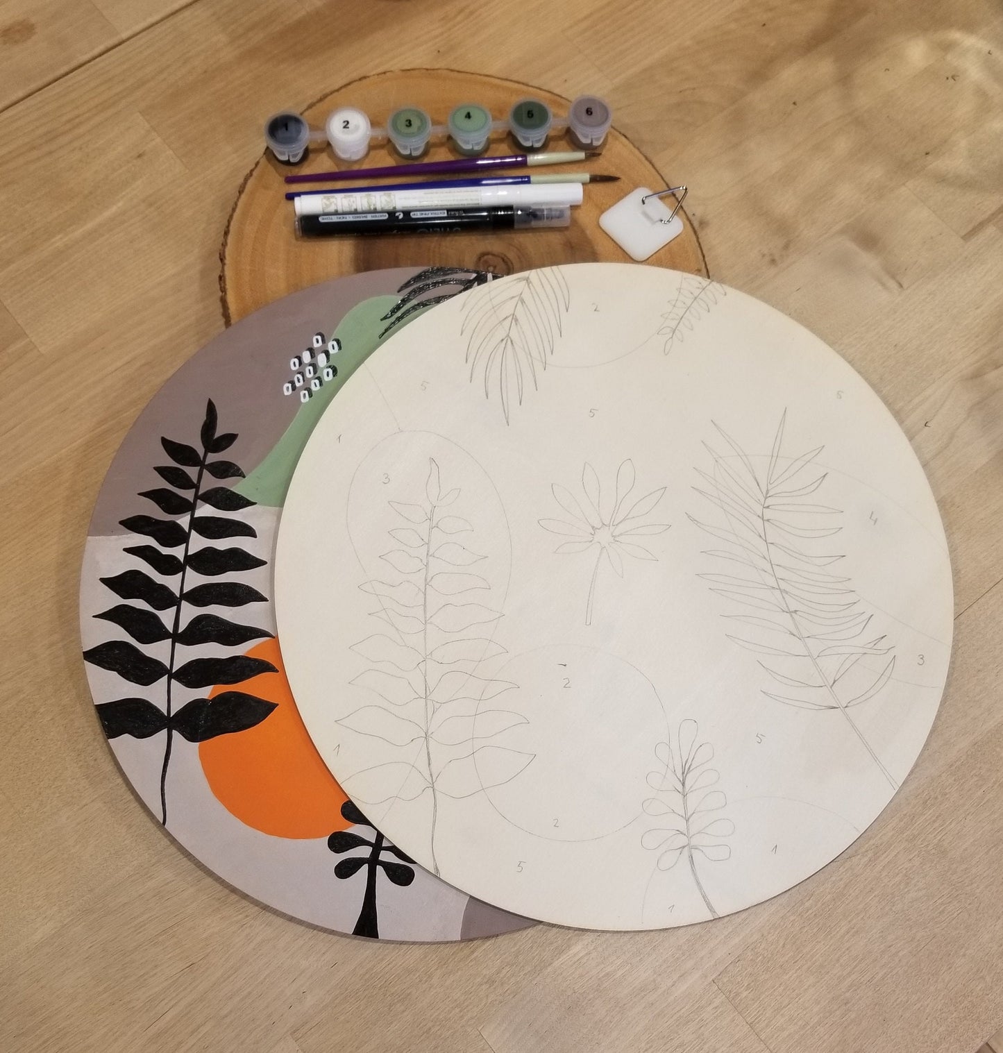 Craft night party, DIY nature painting, Paint and sip kit, DIY paint by numbers