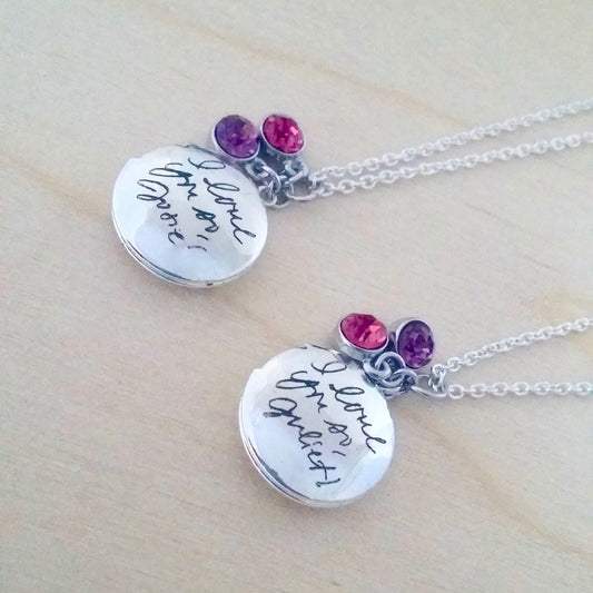 Personalized engraved handwriting locket, Custom Locket necklace in gold/silver/rose gold