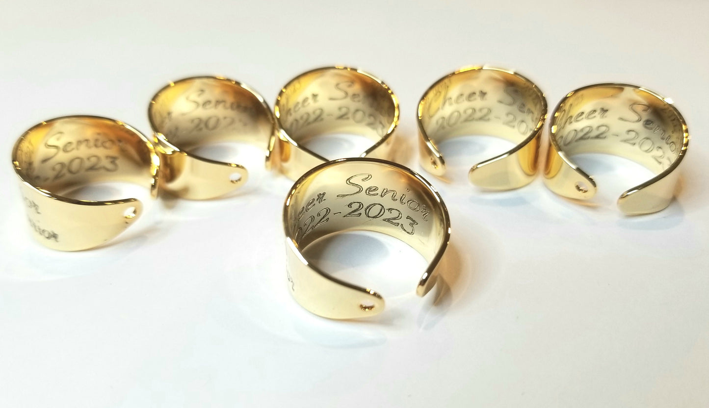 Custom, adjustable and Personalized engraved ring in gold/silver/rose gold
