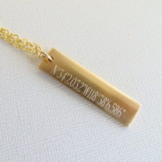 Vertical gold bar necklace, custom coordinates necklace, Location necklace, Personalized bridesmaid gift, GPS/longitude/latitude jewelry