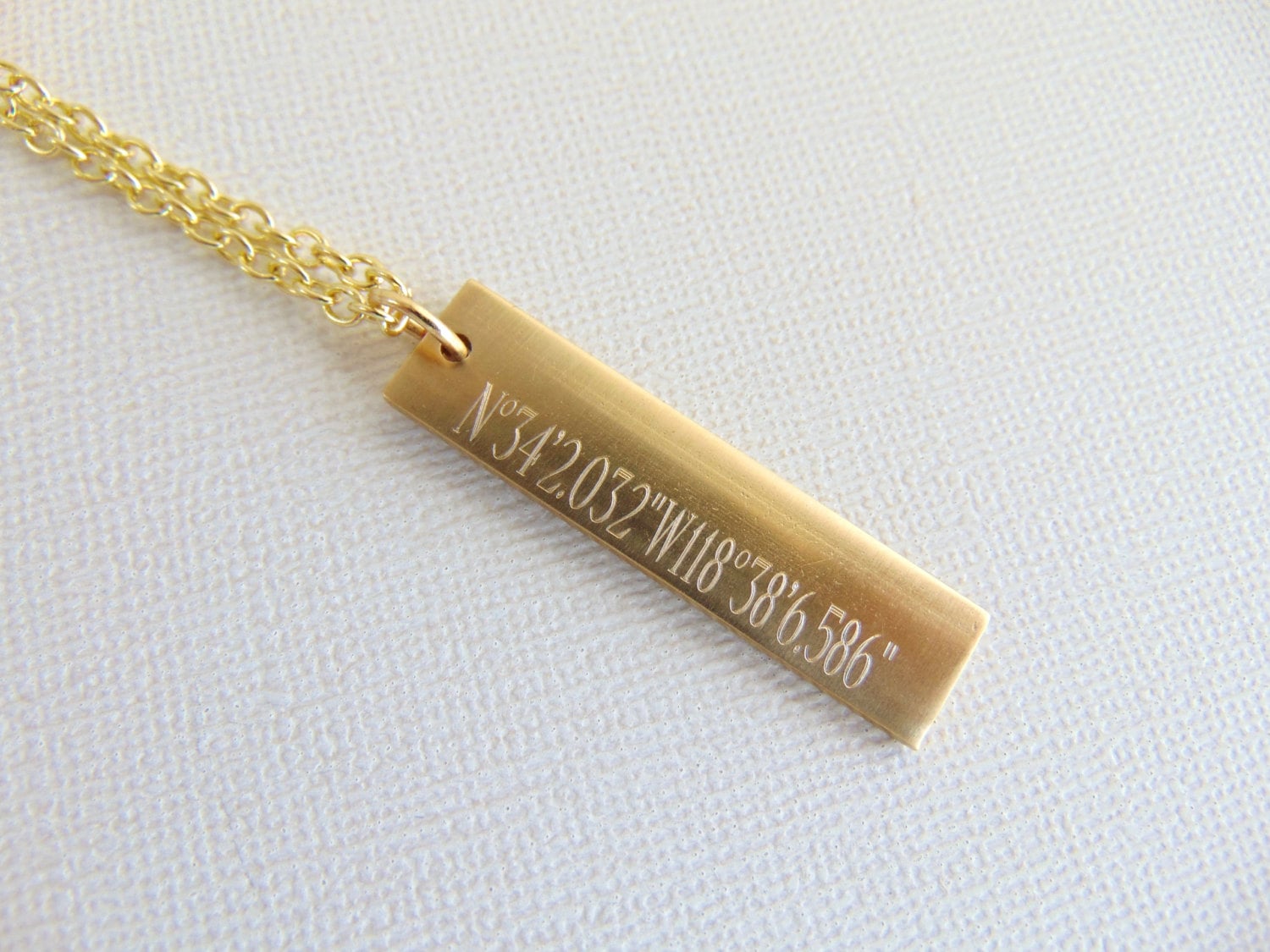 Vertical gold bar necklace, custom coordinates necklace, Location necklace, Personalized bridesmaid gift, GPS/longitude/latitude jewelry