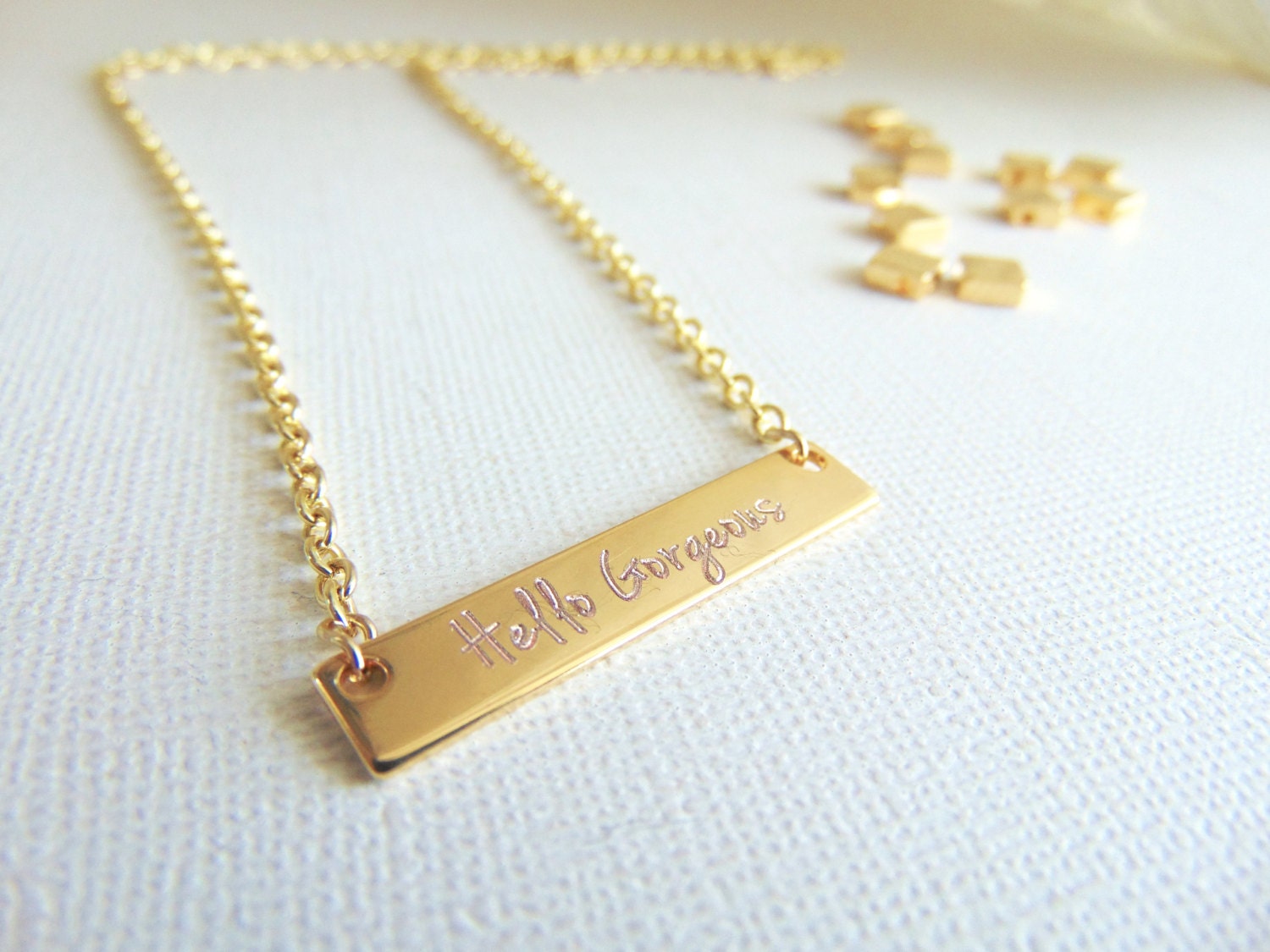 Personalized Nameplate Necklace, custom engraved name Bar necklace