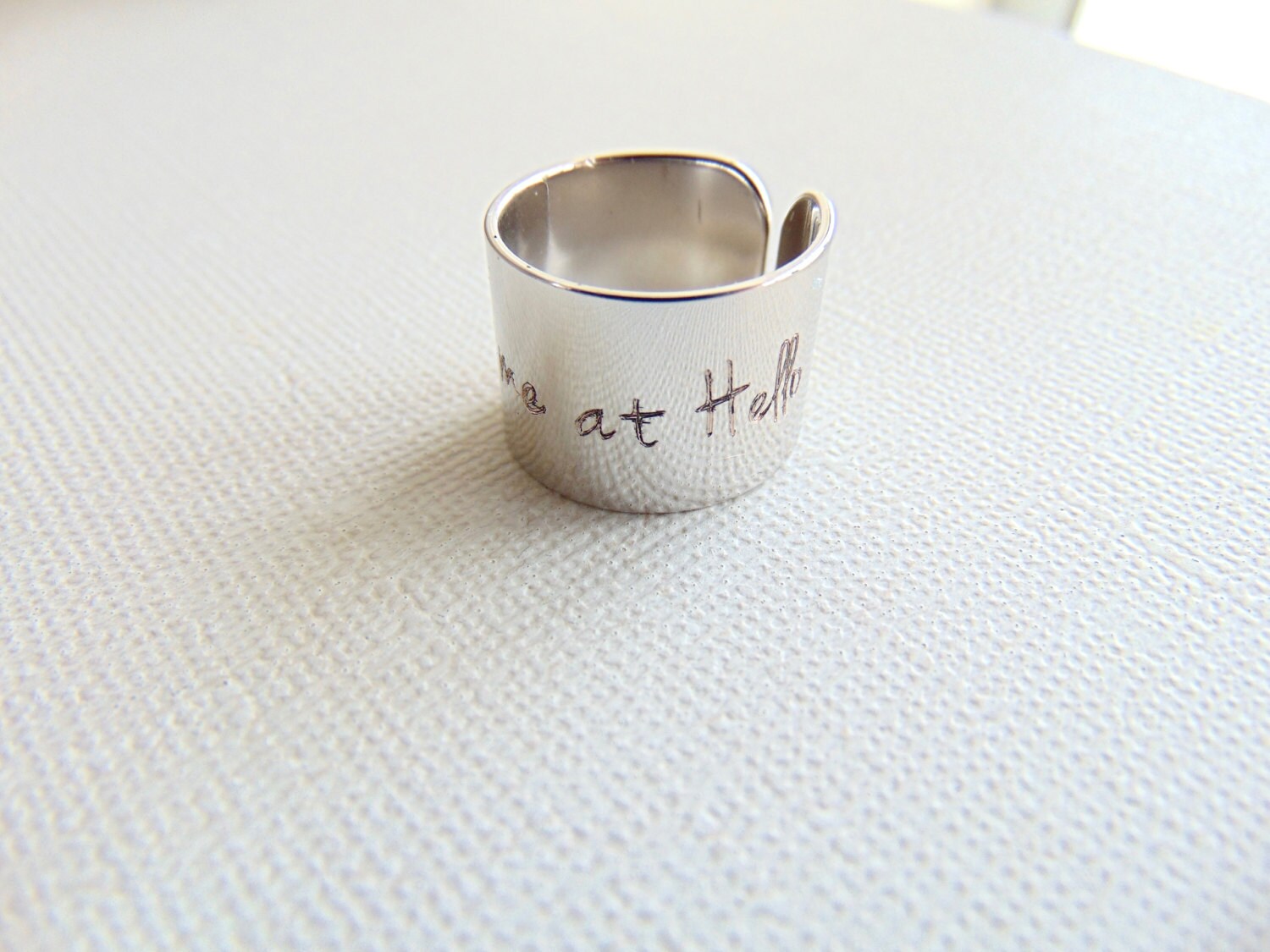 You HAD ME at HELLO message ring custom quote ring adjustable ring Personalized Jewelry Inspirational jewelry, engraved ring, Wide Cuff Ring