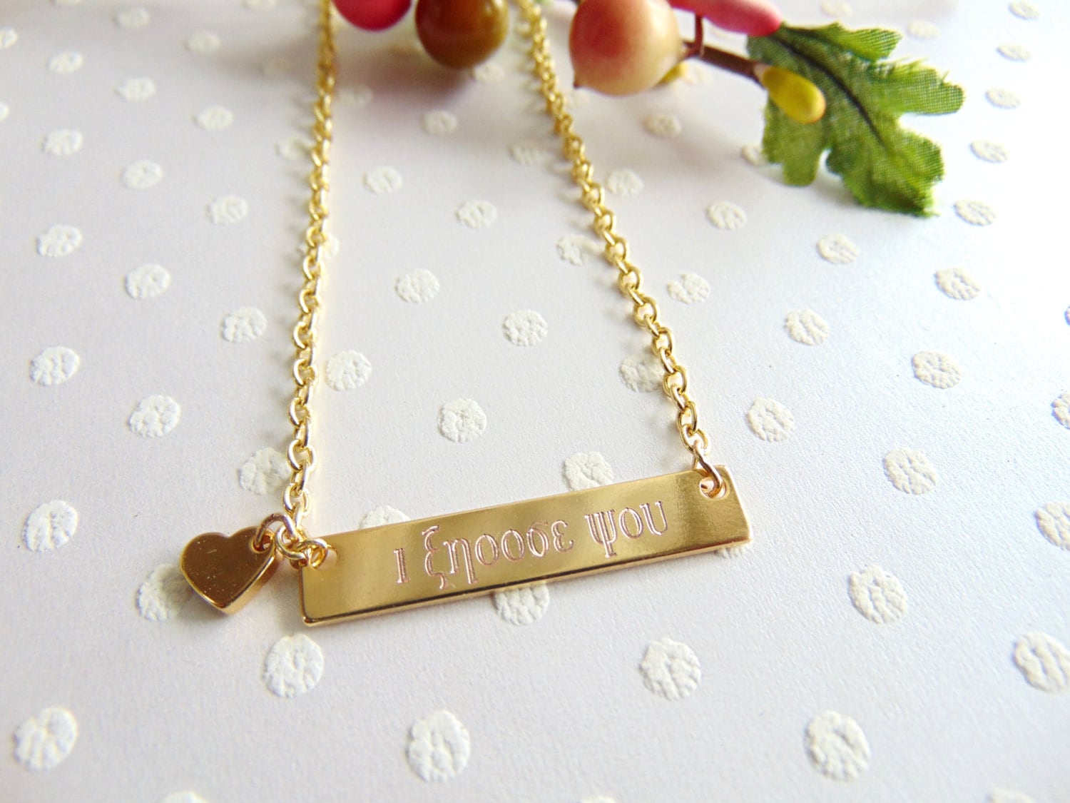 Personalized bar necklace, gold, silver or rose gold custom bar, girlfriend/wife birthday gift, engraved layering jewelry, heart charm