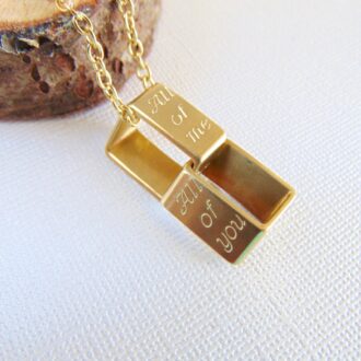 Linked Necklace, Customized Eternity necklace, Geometric name Interlock rectangle Necklace, layered pendant, personalized engraved LOVE gift