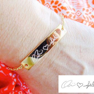 Actual Handwriting bracelet, Custom signature bracelet, Personalized handwritten bar bracelet, 16K gold/Silver/rose gold engraved jewelry