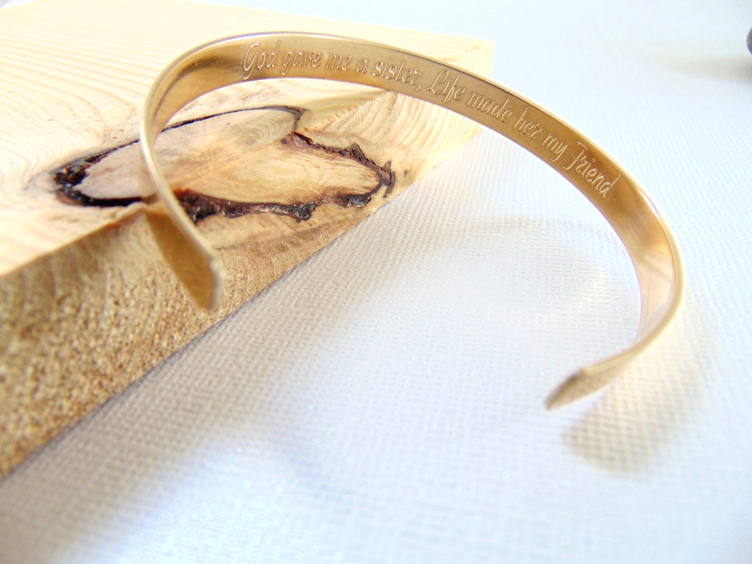 Gold Message Cuff, engraved quote bangle, personalized bridesmaid Bracelet, Stackable bands, Sister gift, bridesmaid gift, Custom name cuff.