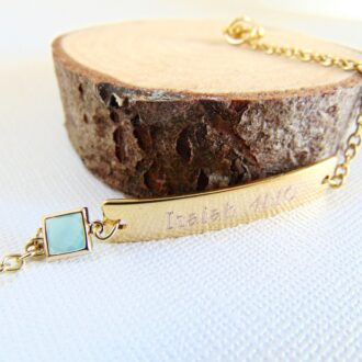 Personalized Bar Bracelet, Customized Bridesmaid Gift, engraved nameplate bracelet, Gold bracelet, Birthstone jewelry, Mint wedding