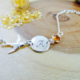 November birthstone bracelet, Personalized initial name bracelet, Customized jewelry, citrine bracelet, Bridesmaid bracelet, birthday gift.