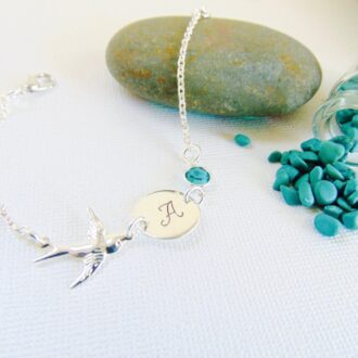December Birthstone Bracelet ,Personalized Jewelry, customized initial bracelet, December birthday gift, Turquoise birthstone jewelry gift.