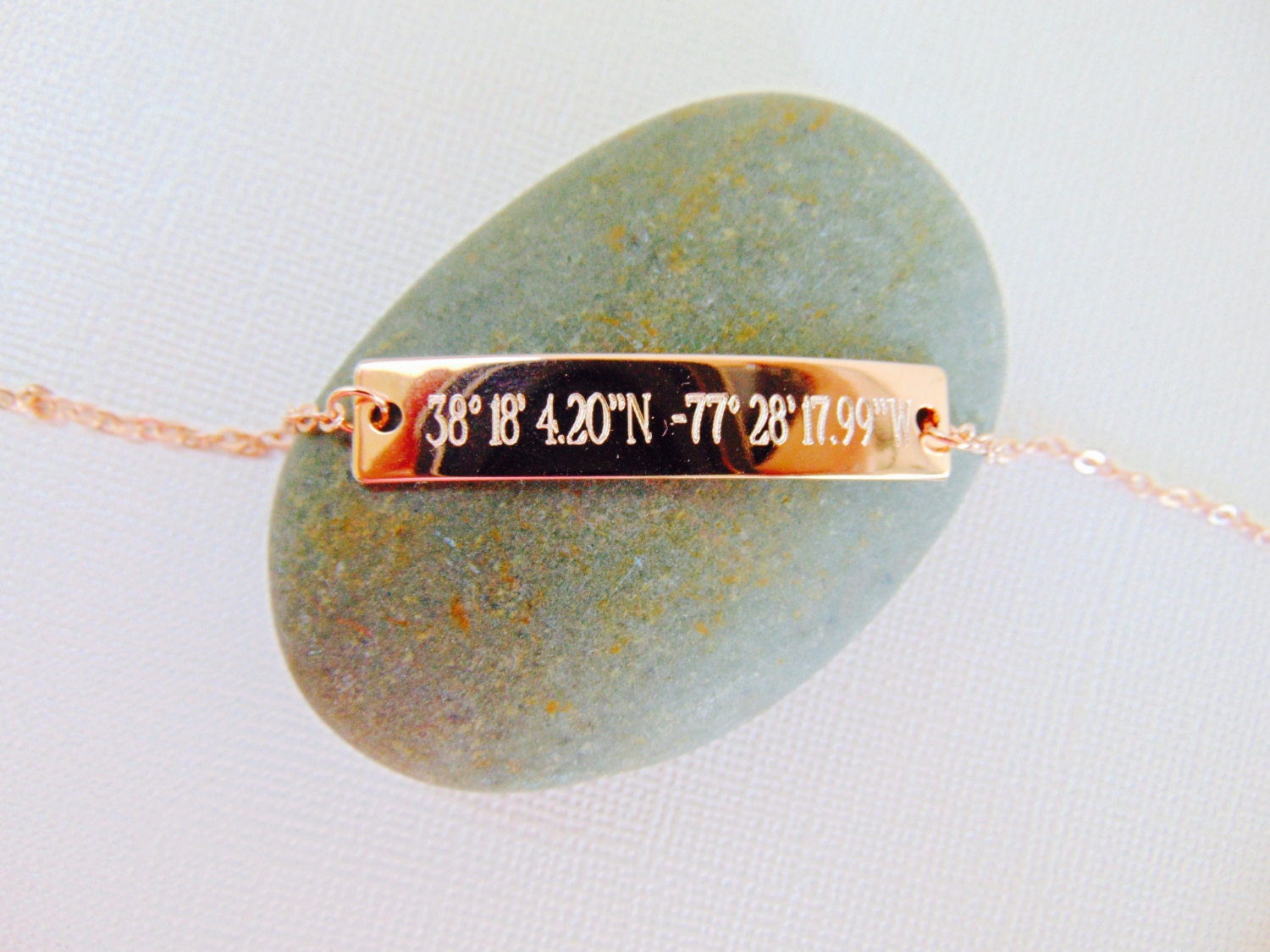 Coordinates Bar Bracelet, customized location bracelet, GPS Bracelet, Engraved Latitude Longitude Bracelet in 16K gold, rose gold or silver.