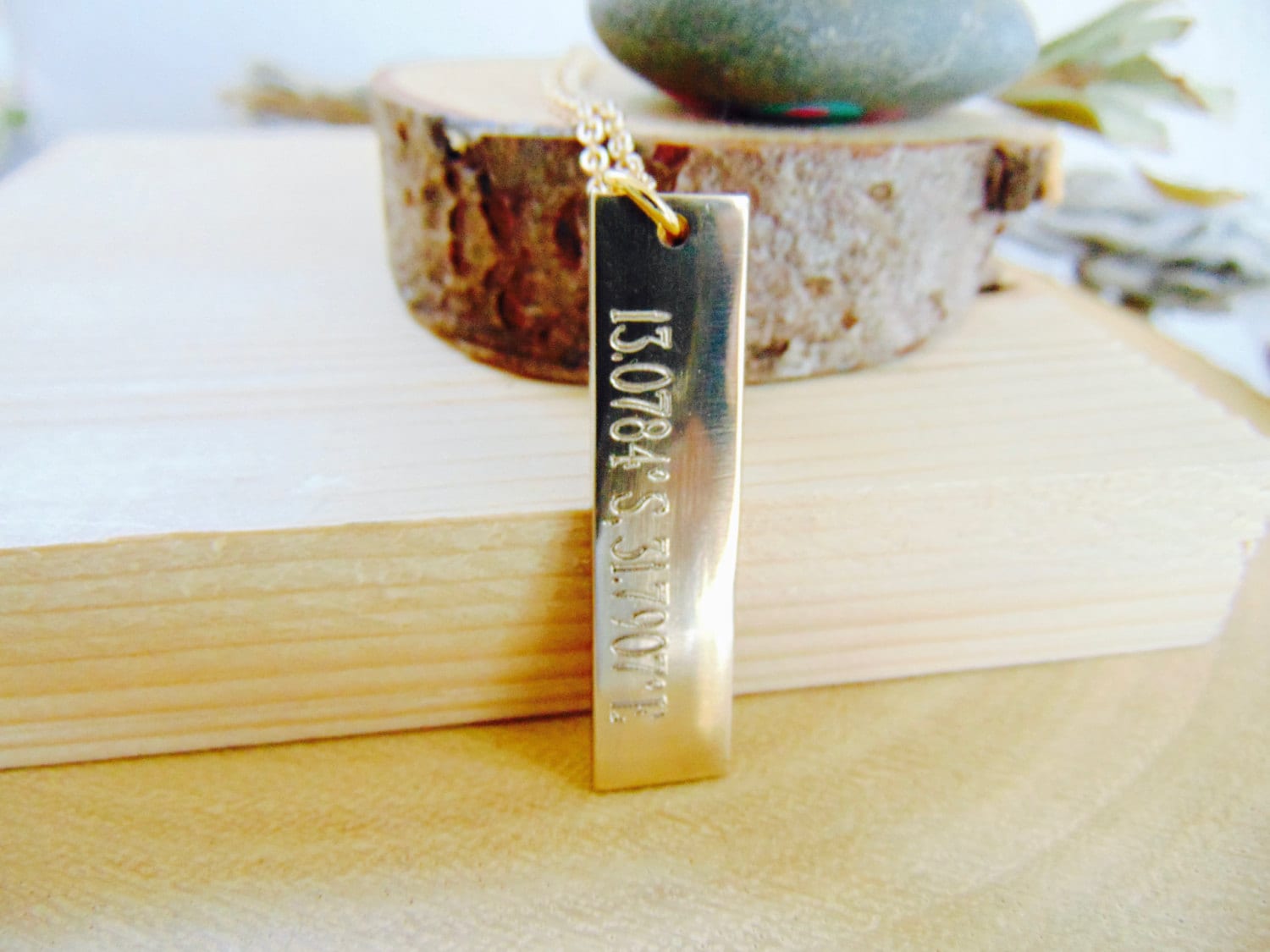 Vertical gold bar necklace, custom coordinates necklace, Location necklace, Personalized bridesmaid gift, GPS/longitude/latitude jewelry
