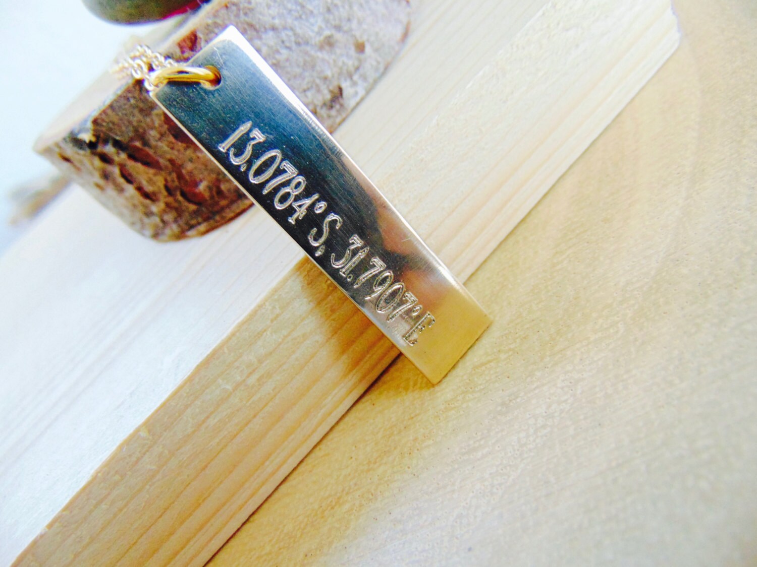 Vertical gold bar necklace, custom coordinates necklace, Location necklace, Personalized bridesmaid gift, GPS/longitude/latitude jewelry