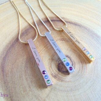 Vertical Custom handwriting necklace, 4 side engraved bar necklace, actual handwritten pendant, unisex 16k gold/silver/rose gold necklace.