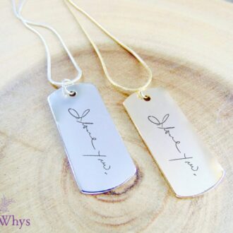 Custom Handwriting necklace, Personalized handwritten necklace, silver/gold engraved bar necklace, Actual handwriting jewelry, unisex Gift