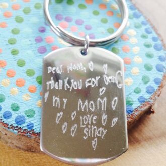 Mothers day gift, Child drawing, Handwriting key chain, custom signature Engraved key chain, gift for mom or grandma, actual handwritten.