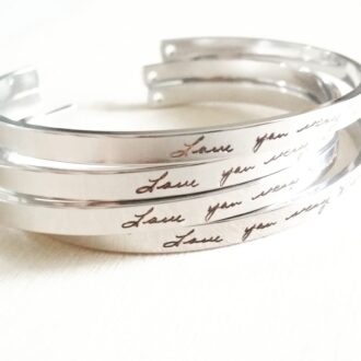 Actual Handwriting cuff bracelet, Custom handwritten bracelet, Personal engraved signature cuff, Keepsake Gift, silver/Rose gold/gold cuff