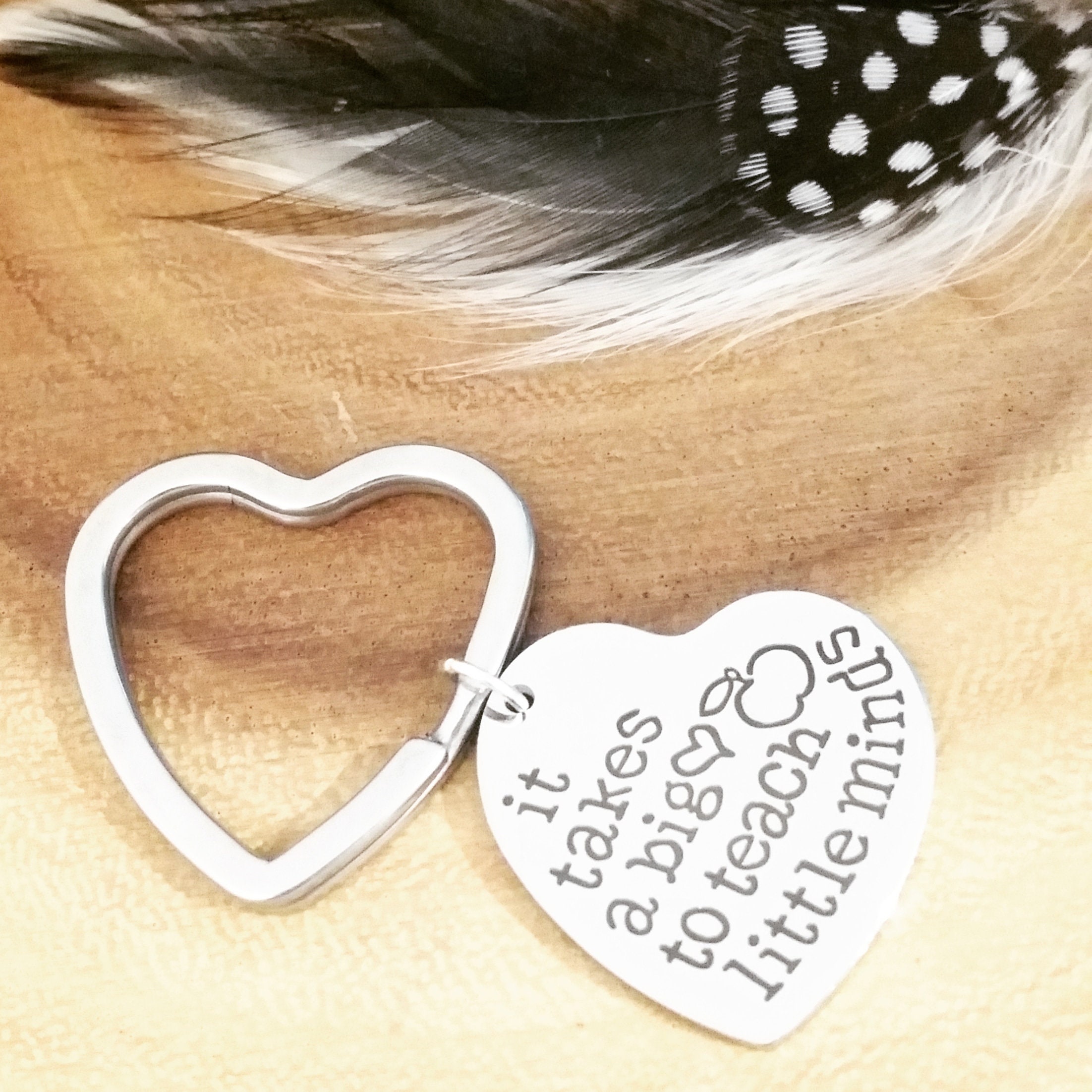 Teacher appreciation gift, Engraved heart key chain, silver heart key chain, message, teacher mentor or coach gift under 15 Ready to ship