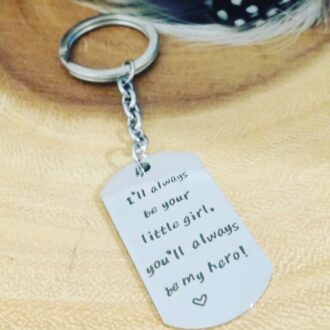 Mothers day gift, Engraved message key chain, silver words charm, key holder plate, gift for mom or dad under 15. ready to ship. MY HERO