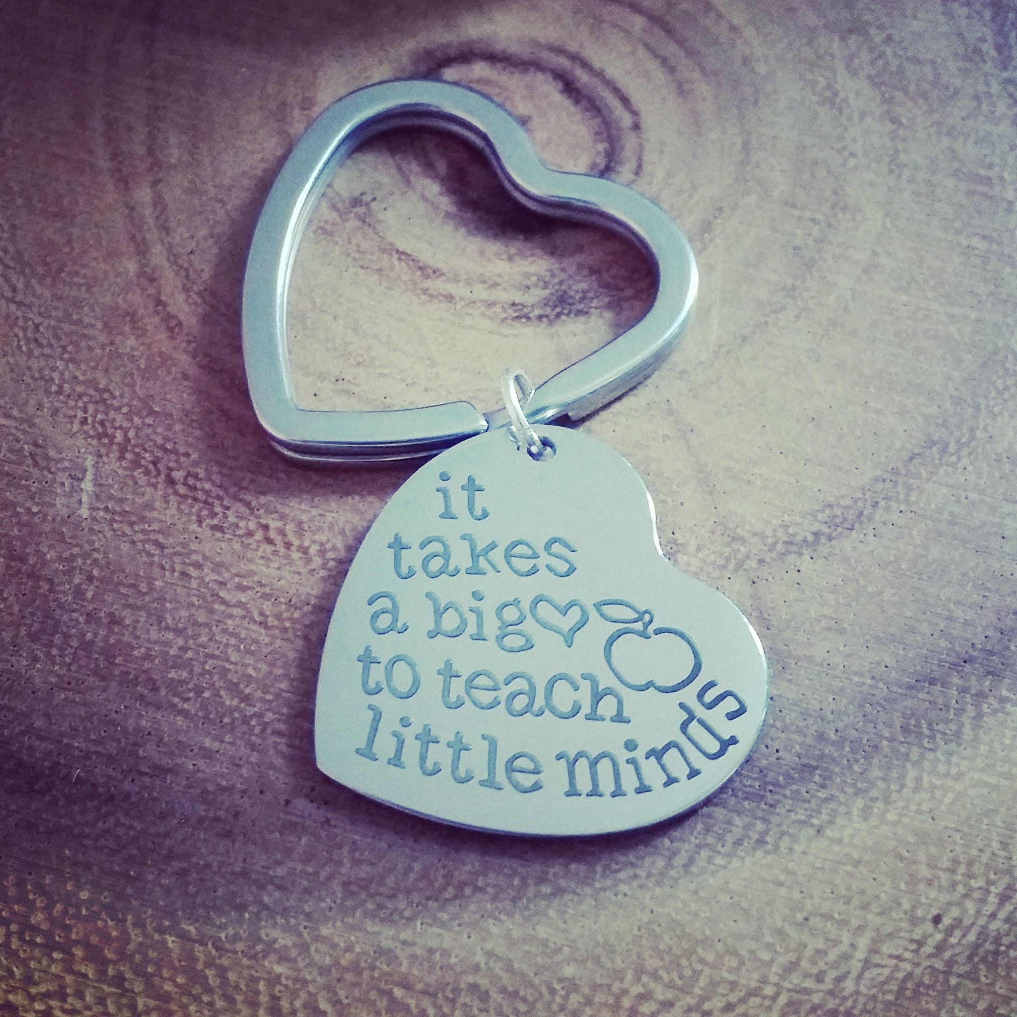 Teacher appreciation gift, Engraved heart key chain, silver heart key chain, message, teacher mentor or coach gift under 15 Ready to ship