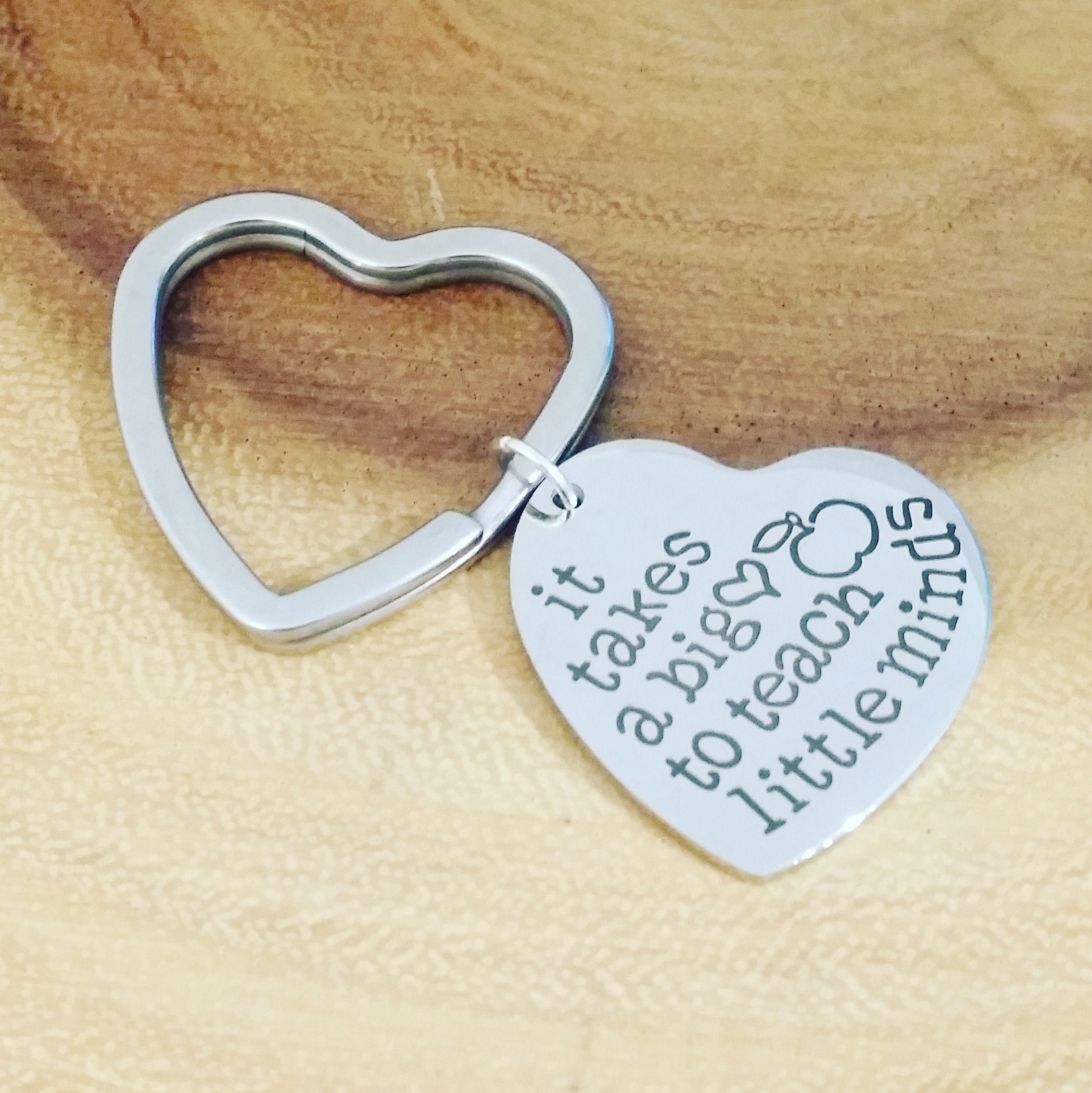 Teacher appreciation gift, Engraved heart key chain, silver heart key chain, message, teacher mentor or coach gift under 15 Ready to ship