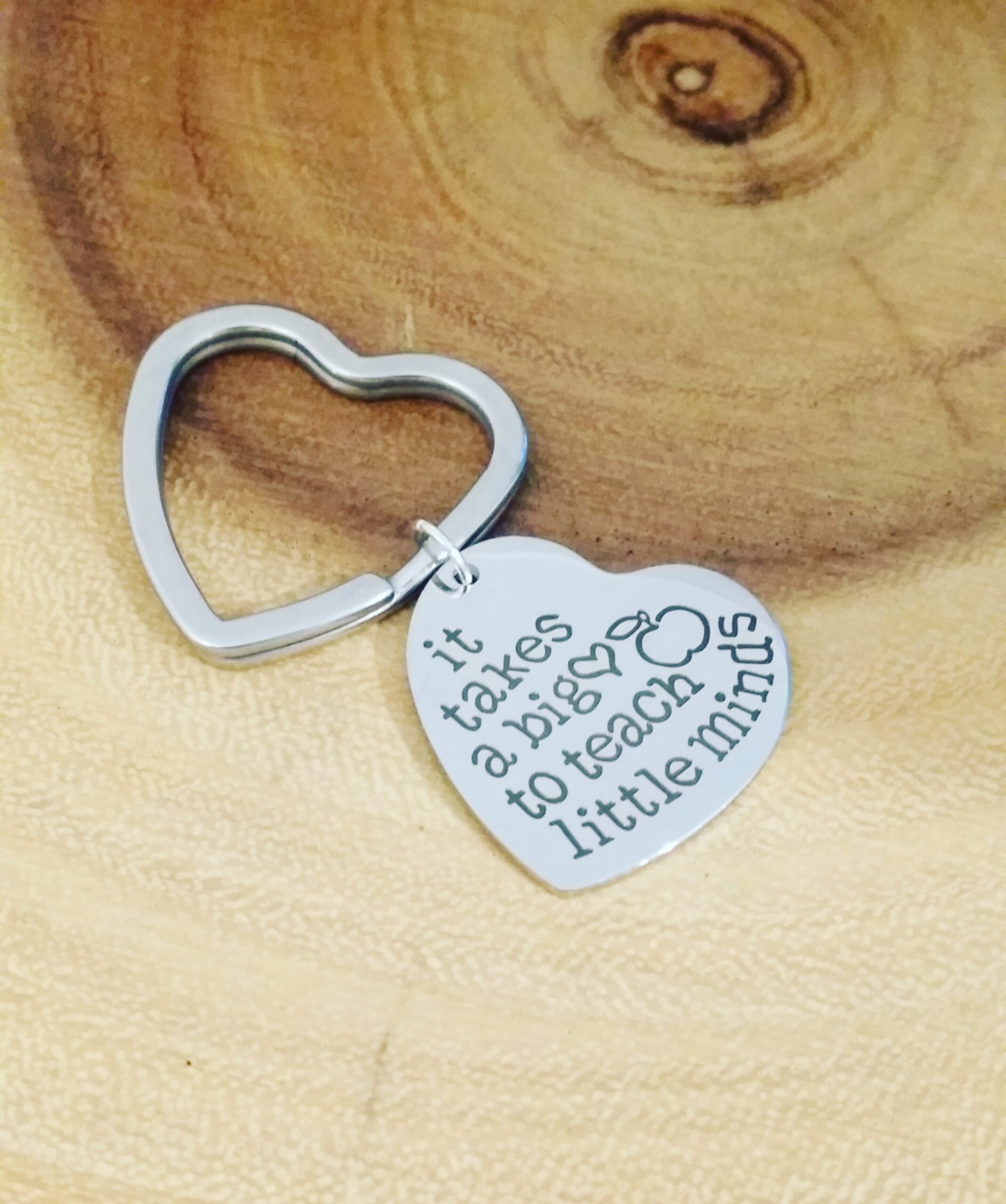 Teacher appreciation gift, Engraved heart key chain, silver heart key chain, message, teacher mentor or coach gift under 15 Ready to ship