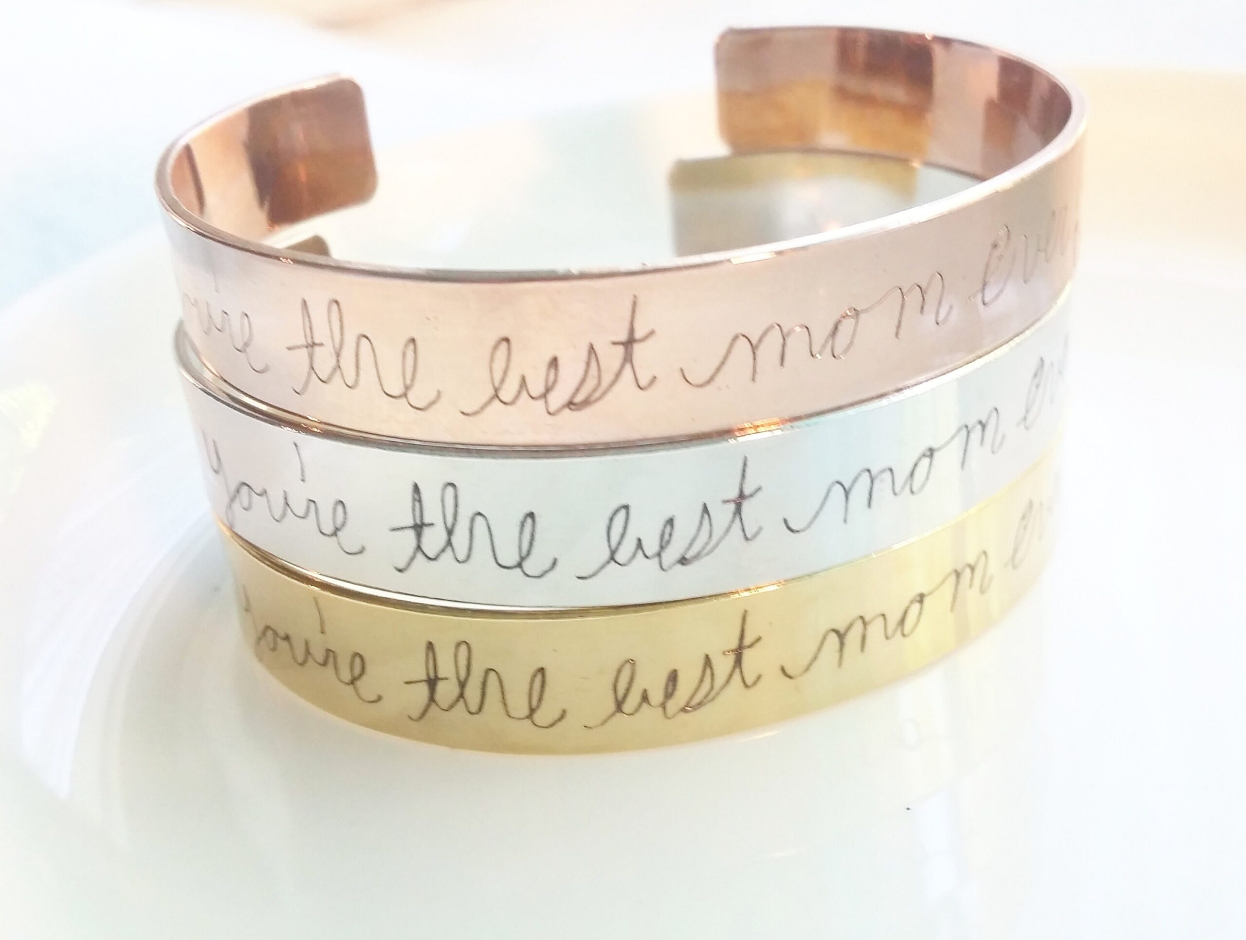 mother’s day Personalized custom Handwriting cuff bracelet, engraved signature cuff, Keepsake Gift, silver, Rose gold, gold cuff