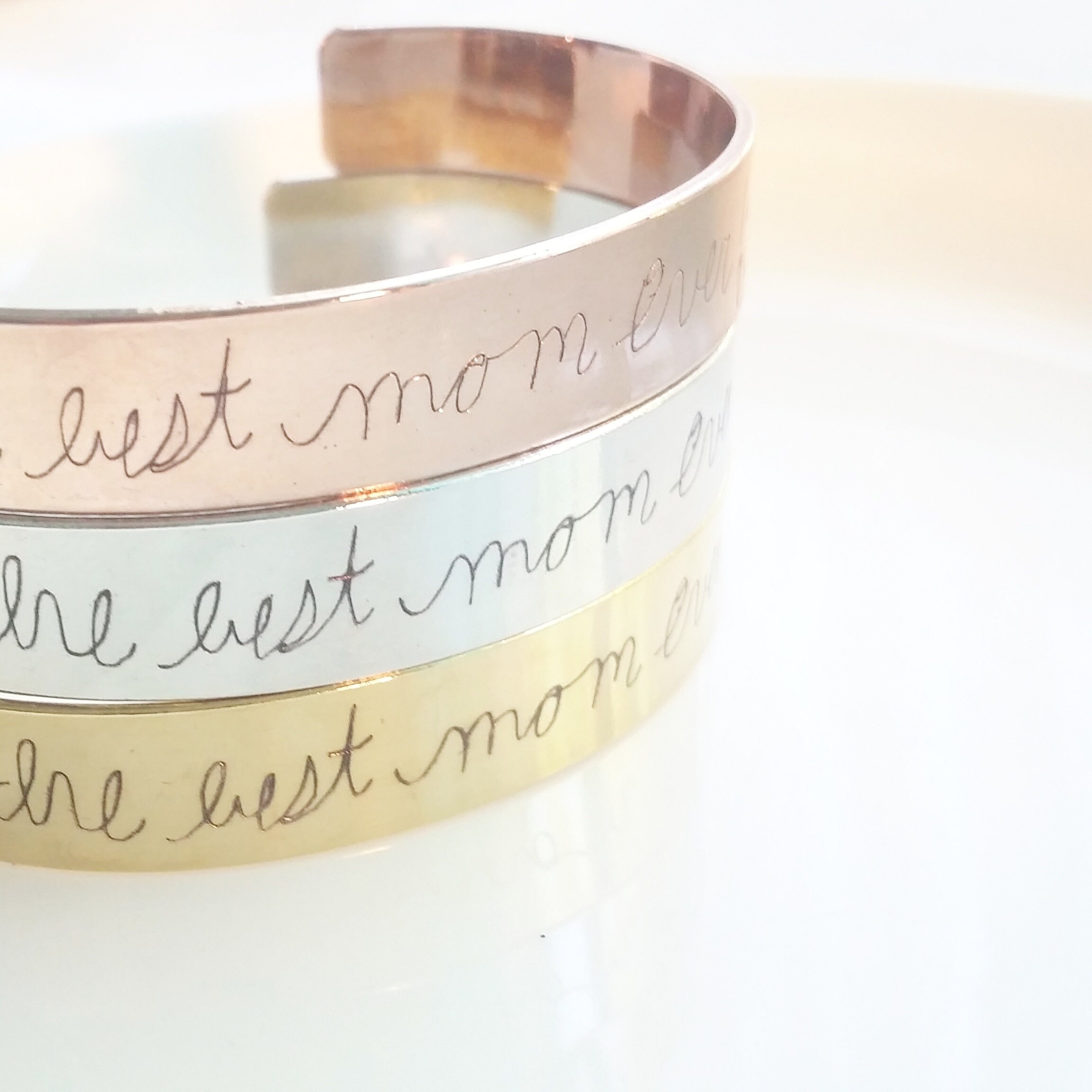 mother’s day Personalized custom Handwriting cuff bracelet, engraved signature cuff, Keepsake Gift, silver, Rose gold, gold cuff