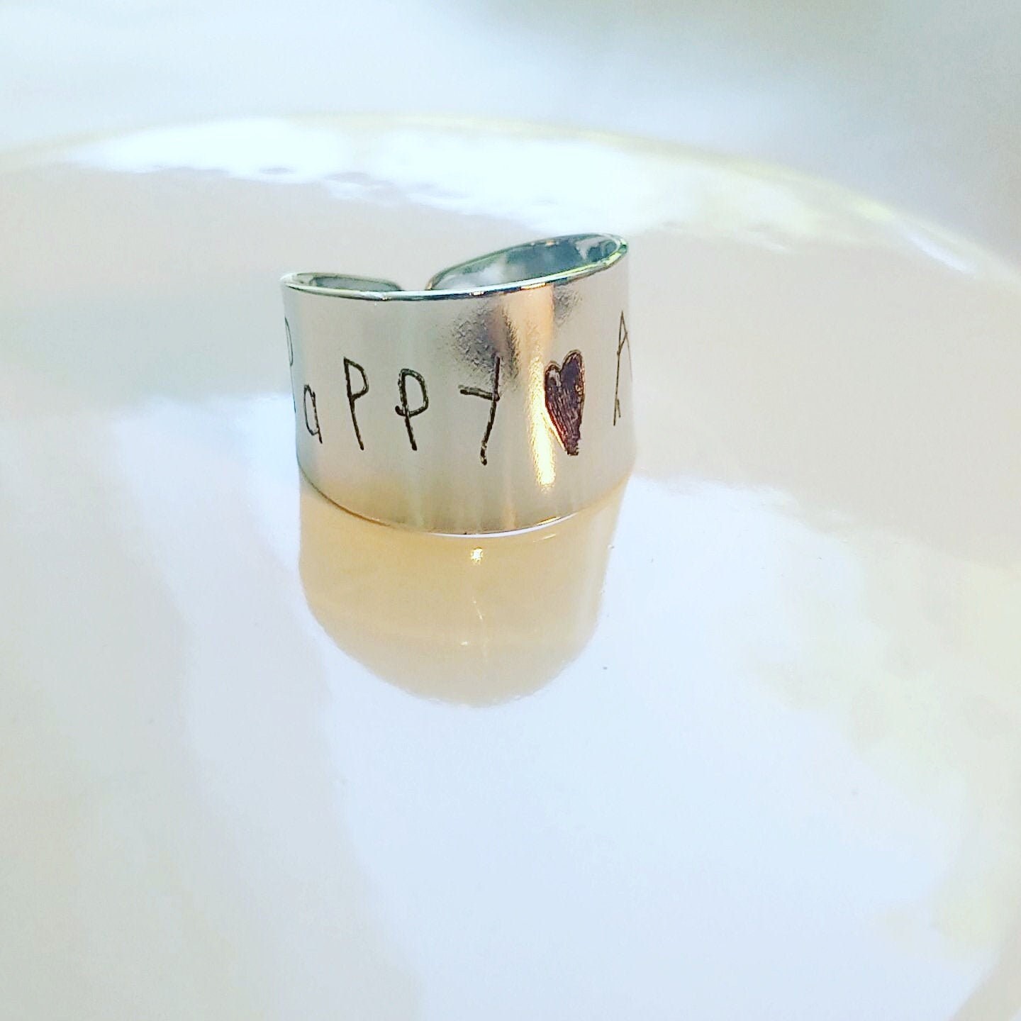 Signature ring, custom handwriting ring, engraved silver ring band, adjustable name ring, memorial jewelry, keepsake gift, personalized ring