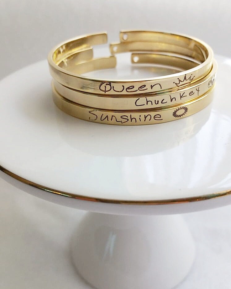 Actual Handwriting cuff, Custom handwritten bracelet, Personalized signature cuff, Keepsake memorial Gift, silver or Rose gold or gold cuff