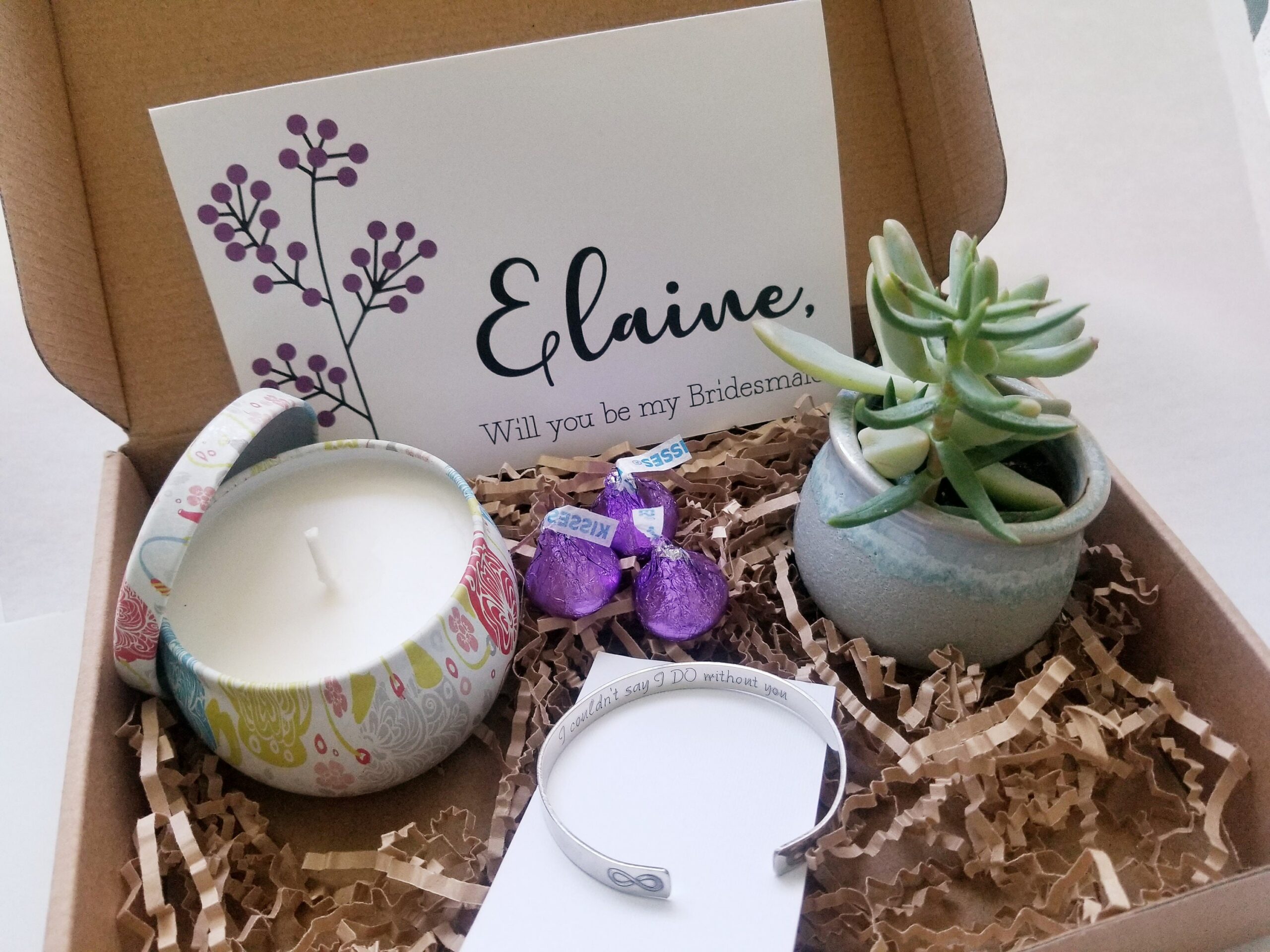 Personalized Bridesmaid proposal gift set, will you be my bridesmaid, live succulent, maid of honor proposal, asking bridesmaid gift box
