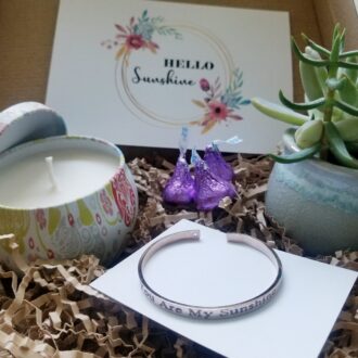 You are my sunshine, valentines day gift box, Send a gift set, live succulent, pre filled gift box, personalized package, Love gift basket.