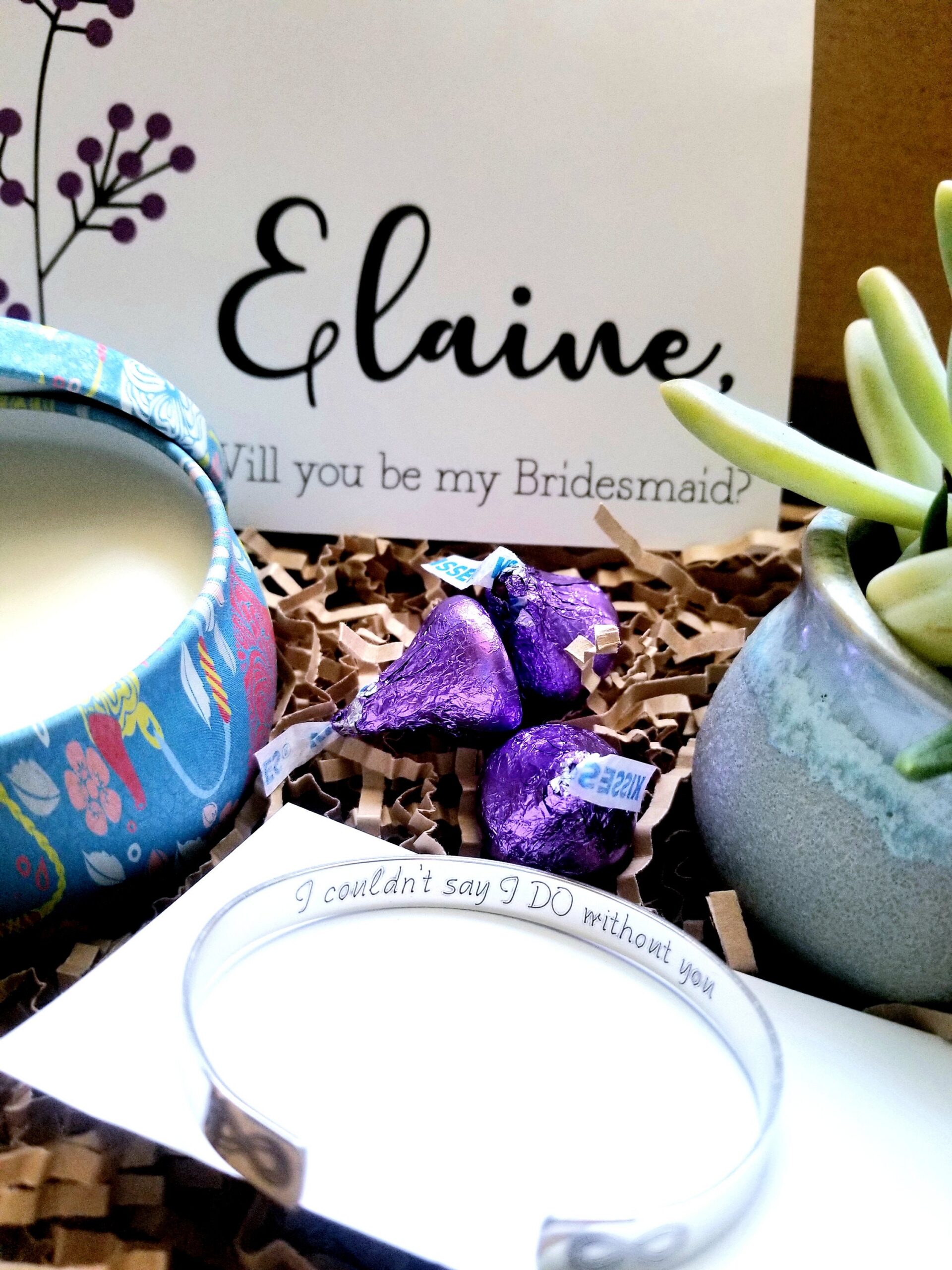 Personalized Bridesmaid proposal gift set, will you be my bridesmaid, live succulent, maid of honor proposal, asking bridesmaid gift box
