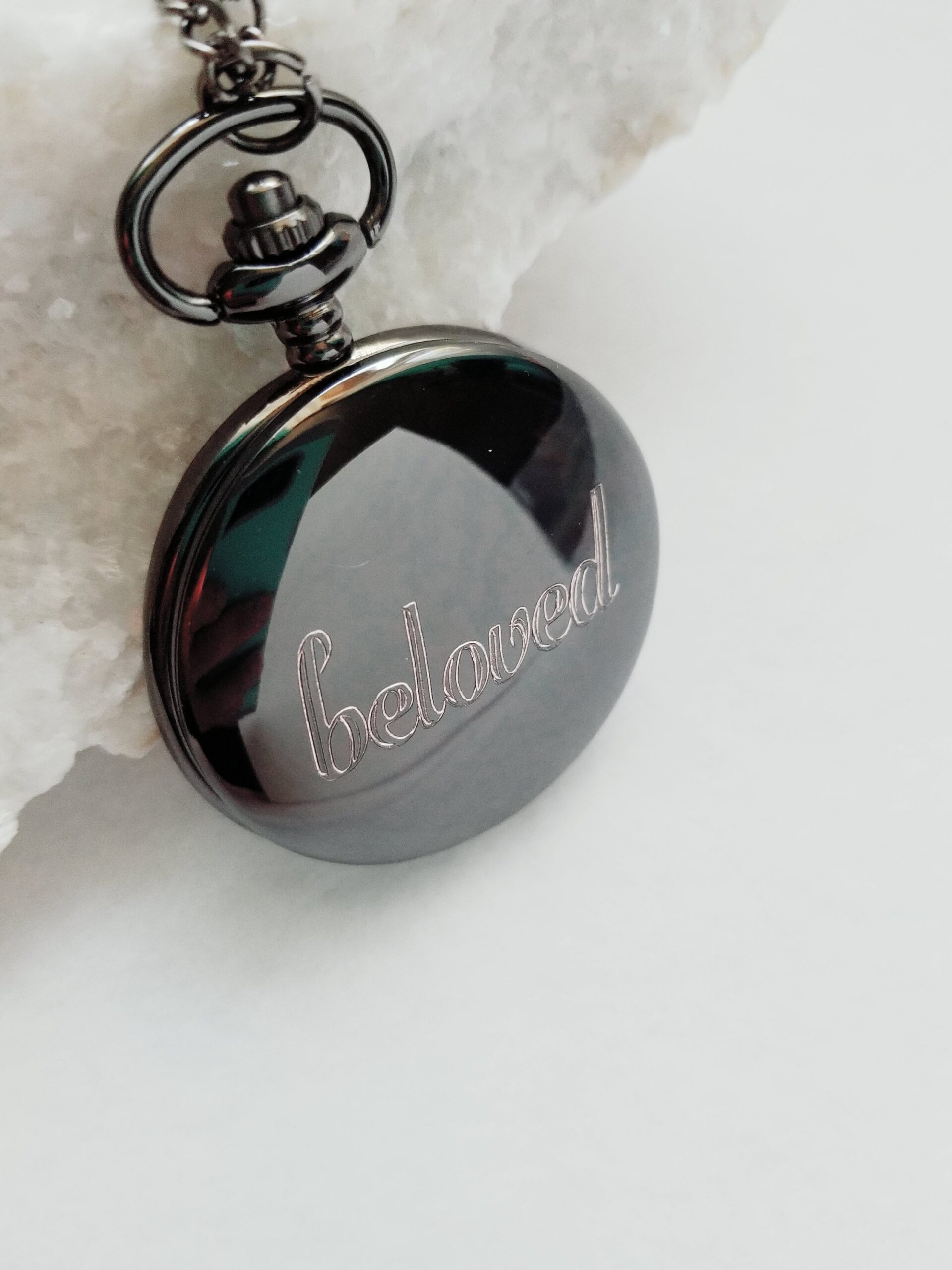 Father’s Day Gift for Dad, Personalized Handwriting Pocket Watch, Custom Engraved Steampunk Watch Chain, Unique Men’s Gift