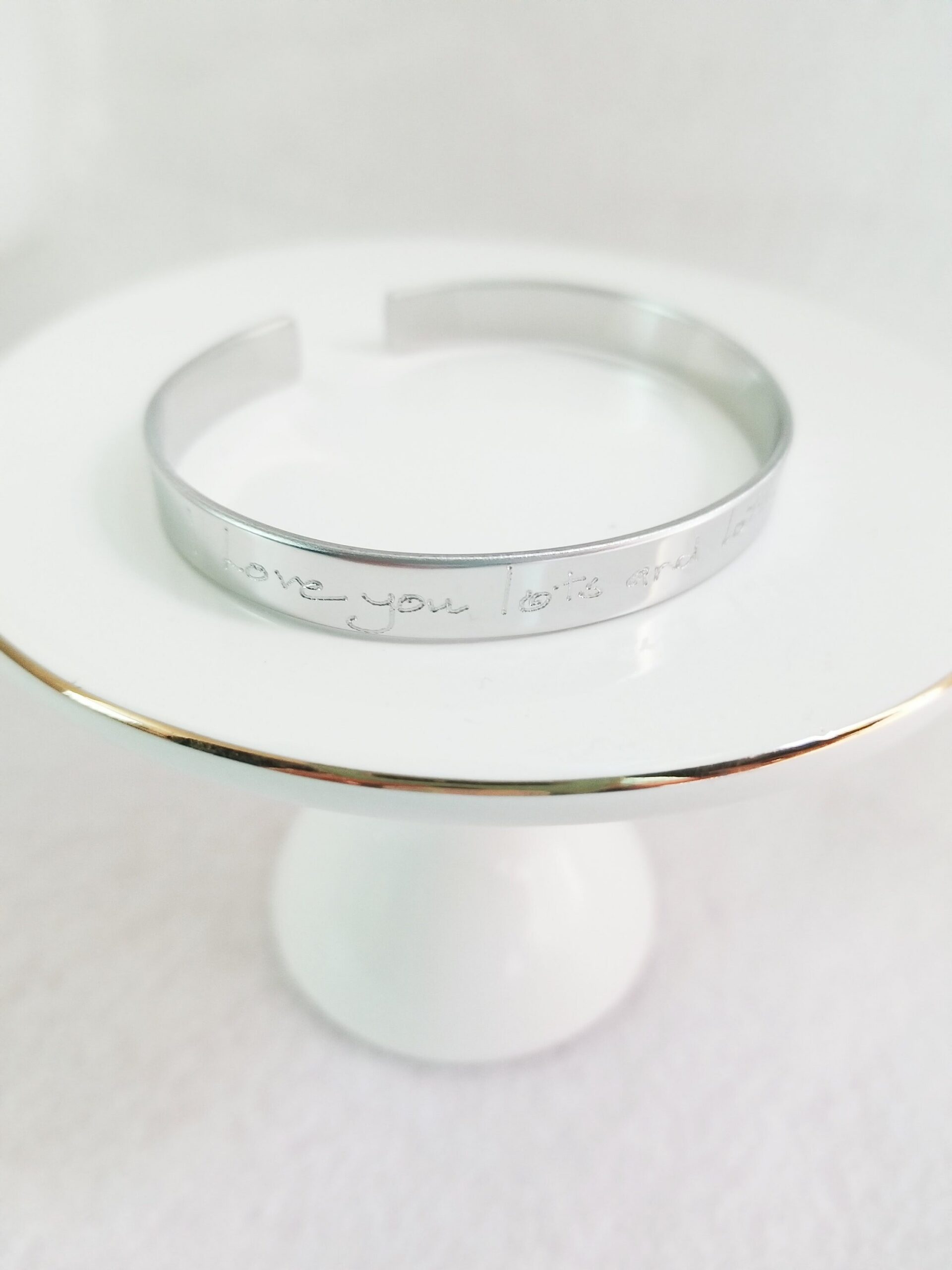 Unisex gift Actual Handwriting cuff bracelet, Sterling silver bracelet, Custom handwritten cuff, Personal engraved signature cuff