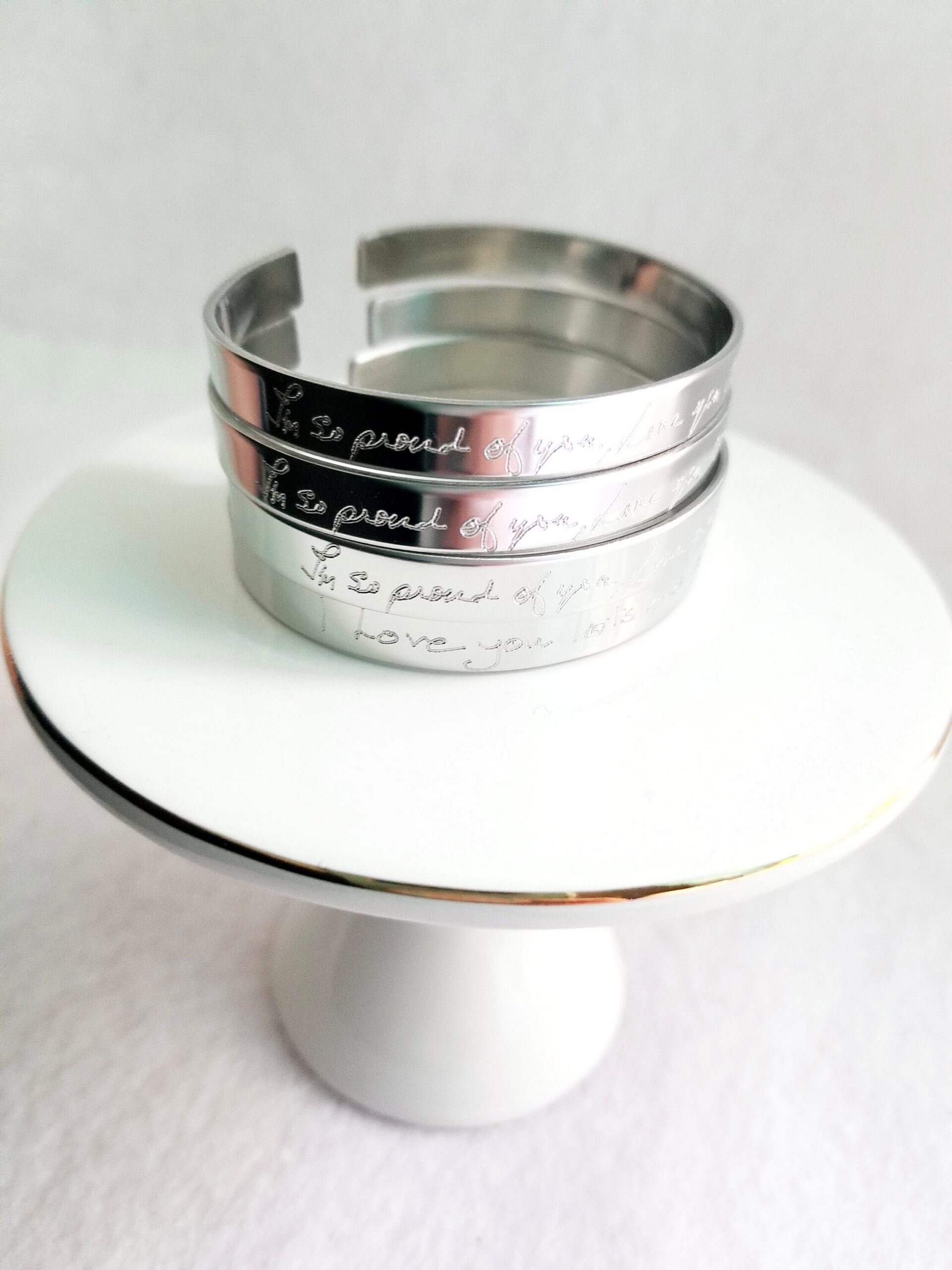 Unisex gift Actual Handwriting cuff bracelet, Sterling silver bracelet, Custom handwritten cuff, Personal engraved signature cuff