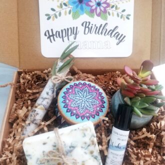 Birthday gift box, natural spa basket, send a care package, live succulent gift box, gift for mom, 100% natural soap products, spa gift set