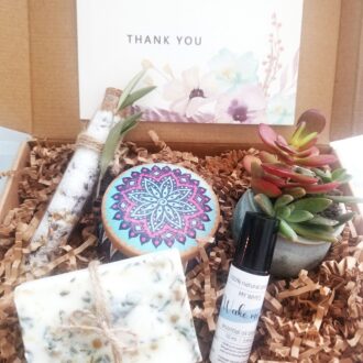 Thank you gift box, send a spa basket, care package gift, live succulent gift box, gift for her, 100% natural soap products, spa gift set