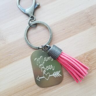 Personalized keychain, Engraved key chain, message key charm, Gift for mom, mama bear key chain, inspirational quote Custom key holder plate