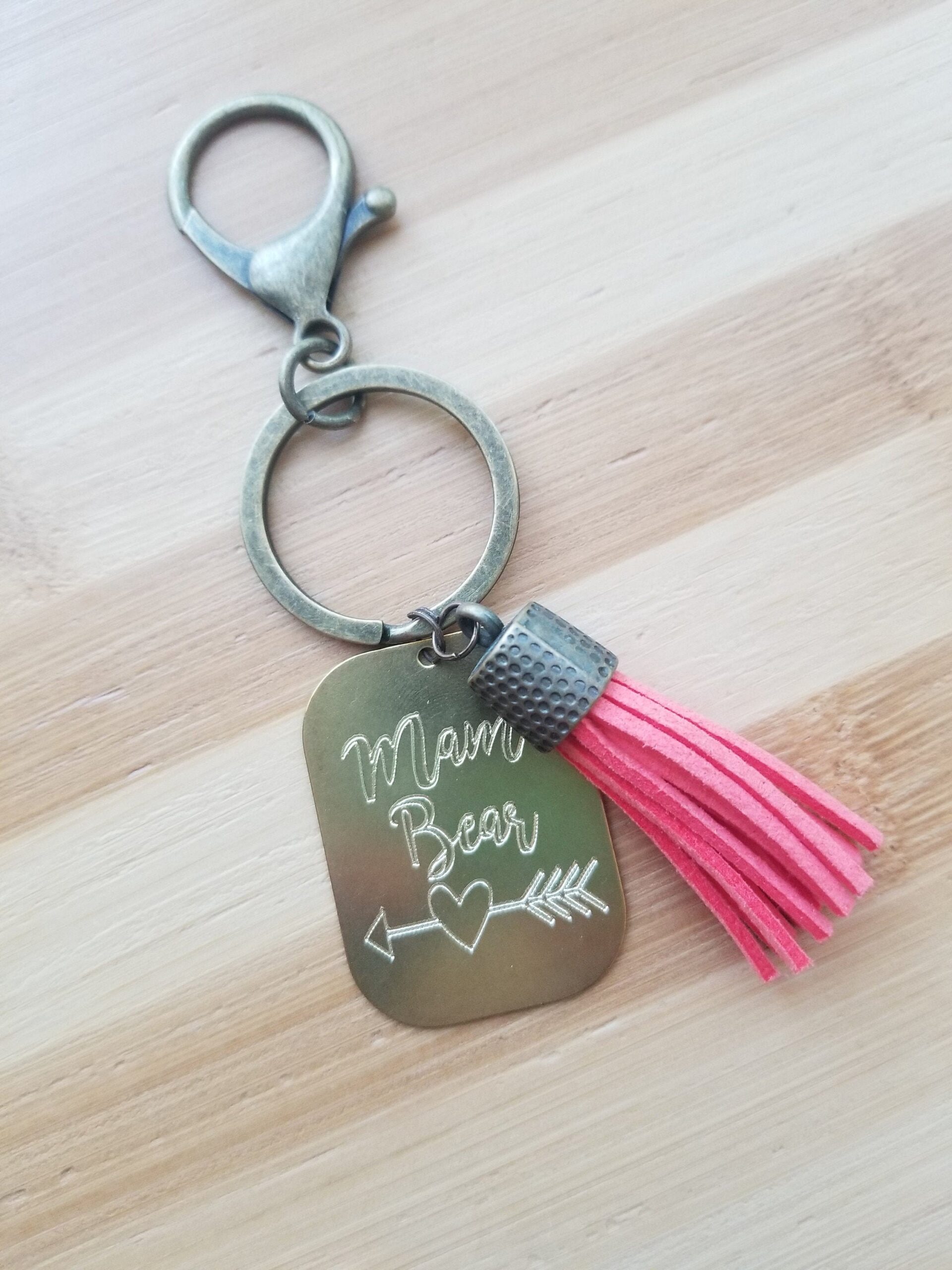 Personalized keychain, Engraved key chain, message key charm, Gift for mom, mama bear key chain, inspirational quote Custom key holder plate