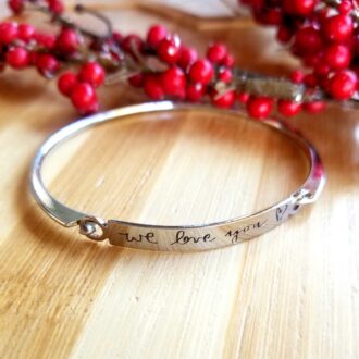 Custom handwritten bangle, actual handwriting Gold bar bracelet, engraved signature cuff, Personalized signature, Keepsake Gift name bangle.