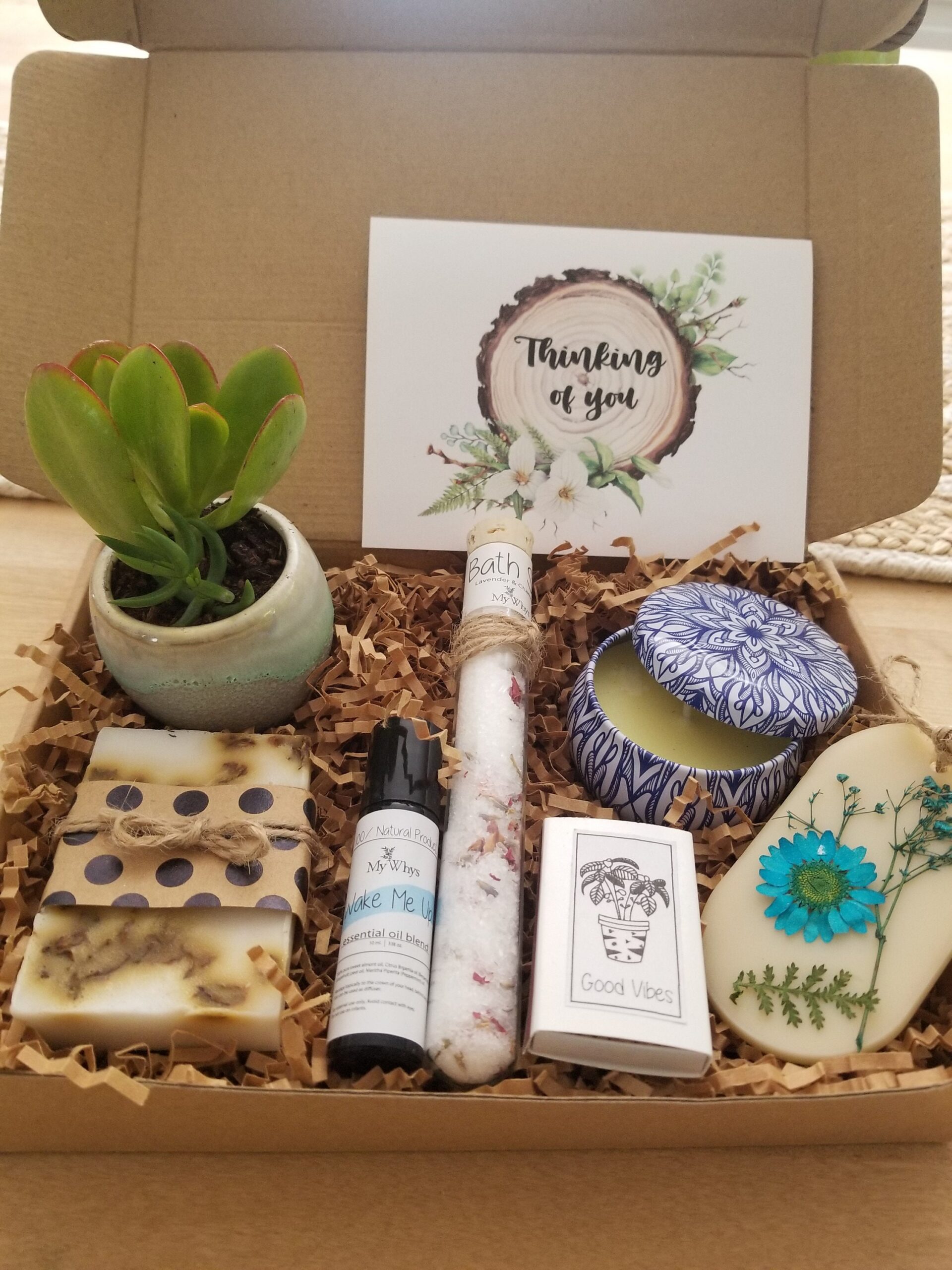Sending love & hugs gift basket, Thinking of you box, care package, spa gift box, surgery gift, send a gift, natual pamper gift for her.