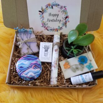 Happy Birthday gift box for her, send a care package, live succulent gift box, relaxation spa set , 100% natural products, friendship gift.