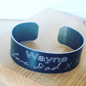 Father’s Day Gift for Dad, Personalized Handwriting Cuff Bangle for Men, Custom Engraved Nameplate Bracelet, Actual Handwriting Jewelry